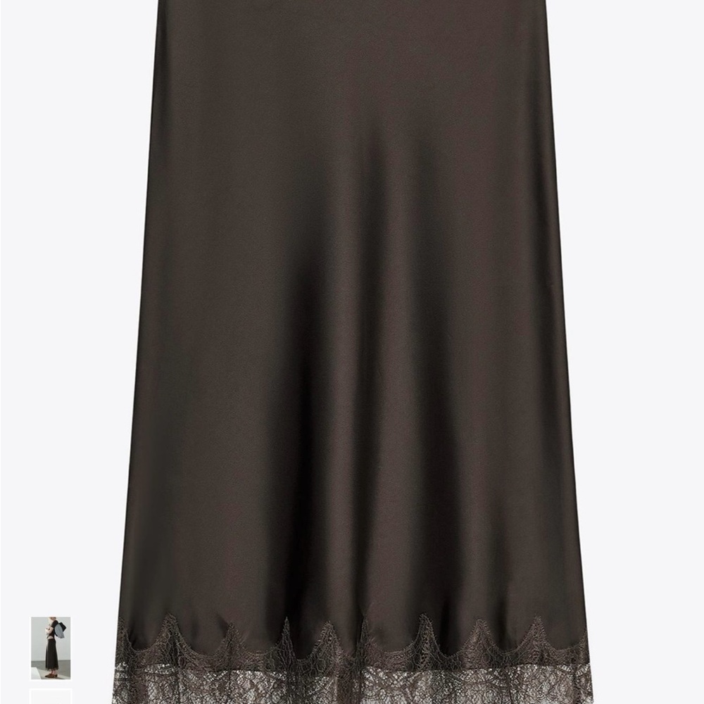 Zara Satin Effect Lace Midi Skirt